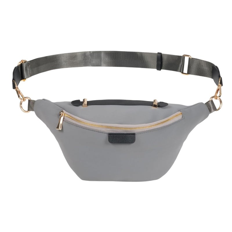 Zodaca Plus Size Fanny Pack - Oversized Crossbody Fanny Pack for Travel & Outdoor - Adjustable Crossbody Belt Bag & Waist Pouch - Nylon Bum Bag with Pockets - Gray, Fits 42-54 in Waist - Image 1